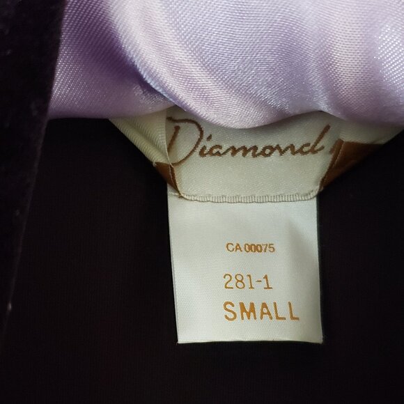Diamond Tea Shawl Collar Velvet Wrap Robe Royal Purple Size S - Picture 4 of 5